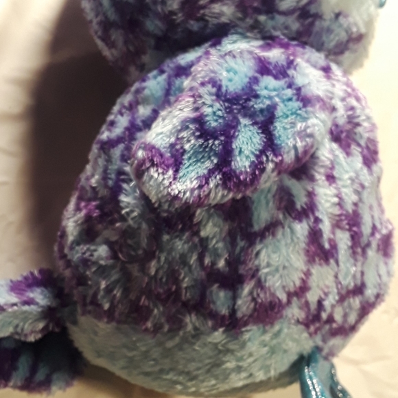 •Ty Beanie Boo Oscar the purple wise owl with shimmery Big eyes and toes 10.5in - Picture 8 of 11